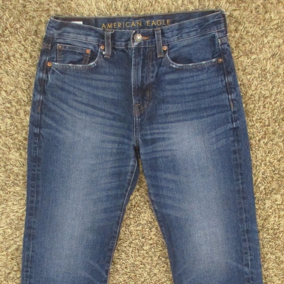 American Eagle Jeans Mens 32x30 Dark Wash Relaxed Straight Leg 100% Cotton Denim - Picture 3 of 8